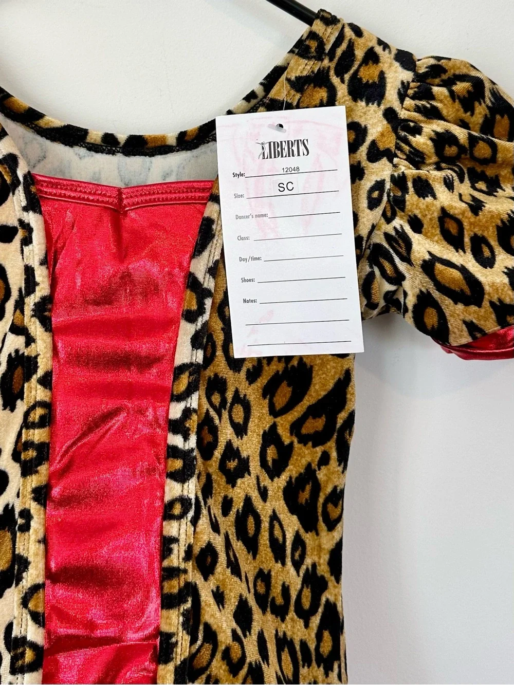 NWT Leopard Print Dance Costume Dress with Red Accents - Size: SC